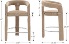 HNY 26 Inch Modern Tall Barrel Bar Stools Set of 2, Velvet Upholstered Barstools - Image 2