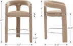 HNY 26 Inch Modern Tall Barrel Bar Stools Set of 4, Velvet Upholstered Barstools - Image 2