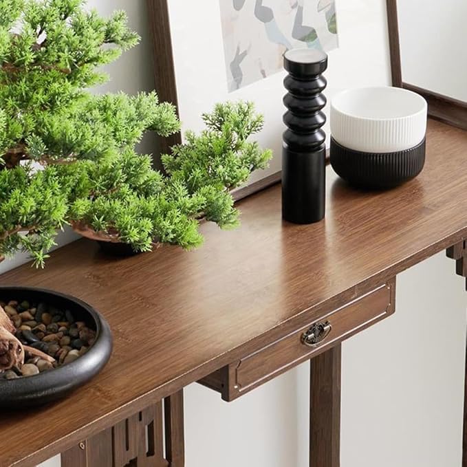Japanese Style Console Table, Bamboo Accent Table - Image 5