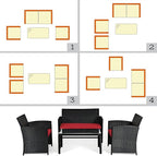 Tangkula Patio Wicker Conversation Furniture Set, Patiojoy Sofa & Table Set w/4 - Image 9