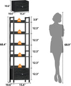 Furologee Book Shelf Set of 2, 6 Tier Tall Shelf - Image 3