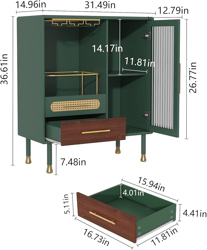 ARTPOWER Modern Coffee Bar Cabinet - Image 2