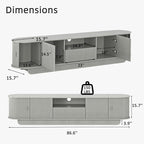 Fluted TV Stand and Coffee Table Set of 2, 86.6'' TV Console - Image 3