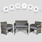 Tangkula 8 Pieces Patio Wicker Conversation Furniture Set, Patiojoy Sofa & - Image 9