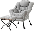 Tiita Lazy Chair with Ottoman, Light Grey Modern Large Accent Chair, Comfy by TiitaHome