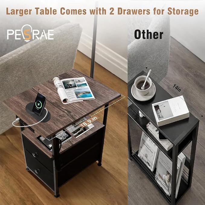 PESRAE Floor Lamp with Table & 2 Drawers, End Table with 3 Color Temperature - Image 5