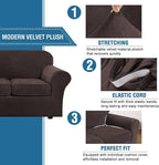 H.VERSAILTEX High Stretch Sofa Slipcover 4 Piece Cover Velvet Furniture - Image 3