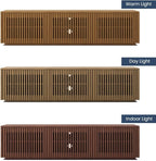 POVISON Full Assembled Mid Century Modern TV Stand, Wood Slatted Media Console - Image 3
