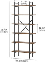 6 Tiers Bookshelf Organizer Industrial Shelf, Modern Open Display Storage - Image 2