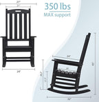 Psilvam Oversized Outdoor Rocking Chair, HDPE Porch Rocker Chairs - Image 3