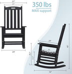 Psilvam Oversized Outdoor Rocking Chair Set of 2, HDPE Porch Rocker Chairs - Image 3
