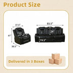 Power Recliner Sofa Set with LED Lights, Includes 2 Manual Recliner 1 Seat and - Image 7