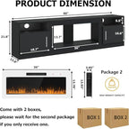 PRETZI Fireplace TV Stand with 36" Fireplace Up to 90" TVs, Remote Control - Image 2