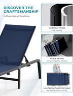 Ciokea Aluminum Foldable Lounge Chairs Set of 2 - Image 4