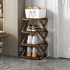 Foldable Shoe Rack, Bamboo Vertical Shoe Organizer Tall - Image 2