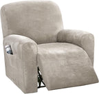 H.VERSAILTEX Velvet Stretch Recliner Couch Covers 4-Pieces Style Recliner Chair by HVERSAILTEX