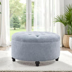 HUIMO 30-Inch Round Storage Ottoman, Modern Button Tufted Ottoman Coffee Table by HUIMO