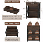 FATORRI Small Bookcase with Drawer, Industrial 3 Shelf Bookshelf, Wood and - Image 2