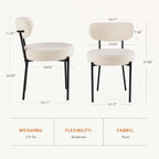 Sweetcrispy Dining Chairs Set of 4, Boucle Upholstered Modern Mid Century Round - Image 2