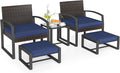 Tangkula 5 Pieces Wicker Patio Conversation Set, Outdoor PE Rattan Chair by TANGKULA