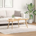 Brown Solid Pine Wood Coffee Table Set of 2, MDF Two-Piece Scandinavian Design by KTHLBRH
