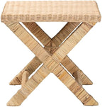 Baxton Studio Farica Modern Bohemian Natural Rattan and Mahogany Accent Bench - Image 4