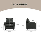 Mid-Century Accent Chairs Set of 2, Modern Linen Fabric Armchair - Image 2
