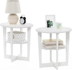 Furinno Jaya Side Table Set of 2, 2-Tier Round Modern End Table by Furinno-FitsYourSpaceFitsYourBudget