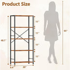 Furologee 5 Tier Book Shelf, Tall Wide Bookshelf, Industrial Open Bookcase - Image 3