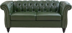 Mid-Century 3 Seater Sofa, Faux Leather Couch - Image 7