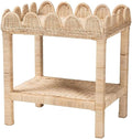 Pemberly Row Bohemian Scallop Side Table, Natural Rattan and Mahogany Wood by PEMBERLYROW