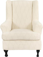 KRFOONN Stretch Wing Chair Slipcovers Jacquard 2 Piece Wingback Chair Covers by KRFOONN