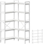 Huuger 5 Tier Bookshelf, L Shaped Corner Bookshelf by Huuger
