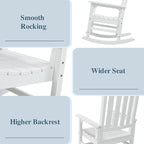 Psilvam Oversized Outdoor Rocking Chair Set of 2, HDPE Porch Rocker - Image 4