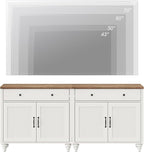 WAMAPT Buffet Cabinet with 4 Doors and 2 Drawers, Large Coffee Bar Table Wood - Image 8