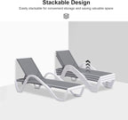 PURPLE LEAF Patio Chaise Lounge Chair Set of 3 Outside Aluminum Plastic - Image 6
