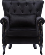 Mid Century Accent Chair Modern Button Tufted Armchair Club Chair Velvet by DMFurniture