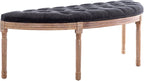 Kmax 55" Upholstered Bench Tufted Fabric Bench Vintage Semi-Circle Entryway - Image 4