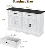 56" Modern Farmhouse Sideboard Buffet Cabinet - Image 2