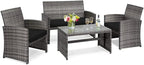 Tangkula 4 PCS Wicker Patio Conversation Set, Outdoor Rattan Sofas by TANGKULA