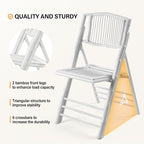VINGLI Bamboo Folding Chair, Foldable Dining Wood Chairs Comfortable Seat - Image 4