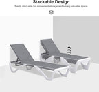 PURPLE LEAF Patio Chaise Lounge Chair Set of 3 Outside Aluminum Plastic - Image 5