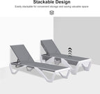 PURPLE LEAF Patio Chaise Lounge Chair Set Outside Aluminum Plastic Stackable - Image 5