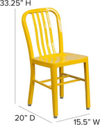Flash Furniture Gael Commercial Grade 2 Pack Yellow Metal Indoor-Outdoor Chair - Image 3