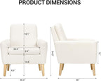 Sherpa Accent Chair, Modern White Teddy Fabric Upholstered Comfortable Armchair - Image 2