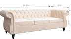 Mid-Century 3 Seater Sofa, Velvet Couch - Image 2