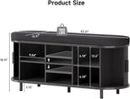 Oval Shoe Storage Bench with Padded Seat Cushion, 2-Tier Fluted Shoe Cabinet - Image 2