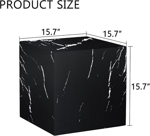 16'' Cube Coffee Table with Marble Stone Pattern, Square No Assembly End Table - Image 2