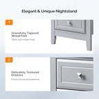Bonnlo Gray Nightstands Set of 2, 3 Drawer Nightstand, Modern Night Stand - Image 5