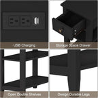 ChooChoo Black End Table Set of 2, Sofa Side Table Living Room - Image 6